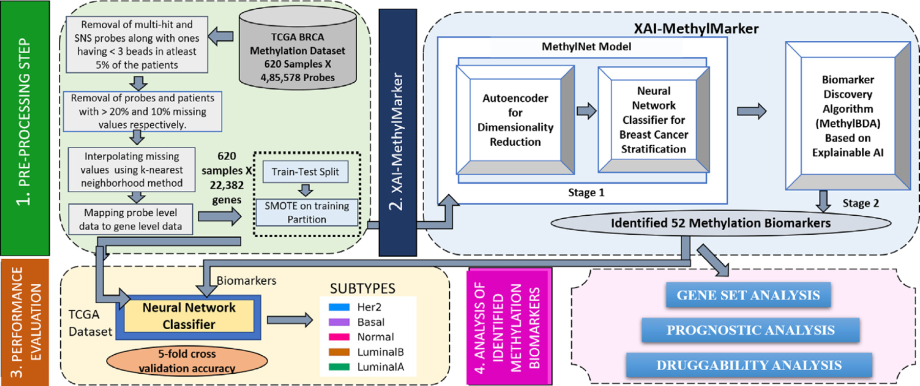 XAI-MethylMarker: Explainable AI approach for biomarker discovery for breast cancer subtype classification using methylation data